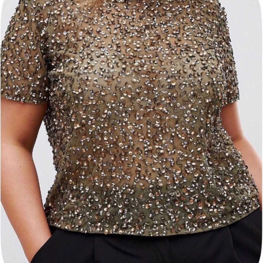ASOS CURVE T SHIRT WITH SEQUIN EMBELLISHMENT~SZ 12